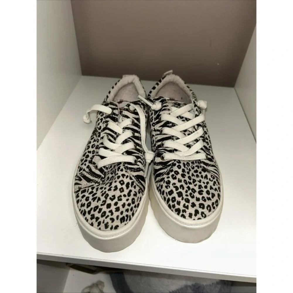 Roxy Sheilahh Platform Sneakers Women's Size 5.5Black White Leopard Animal Print
